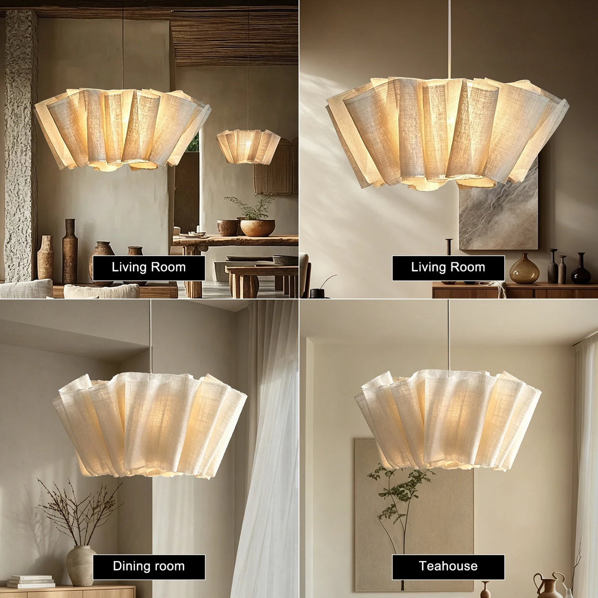 Yingxuan Wabi Sabi Pleated Pendant Chandelier for Dining Room