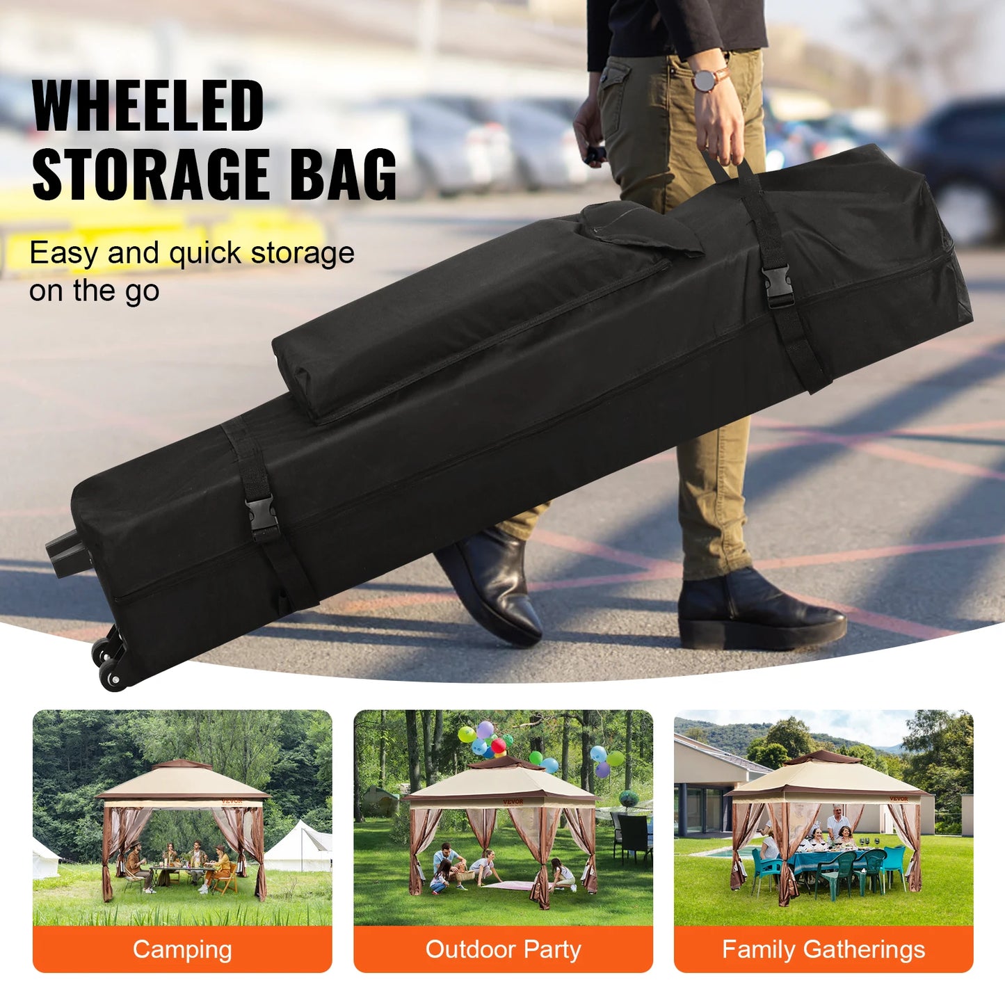 Portable Gazebo Canopy Tent Waterproof Collapsible Market Shelter