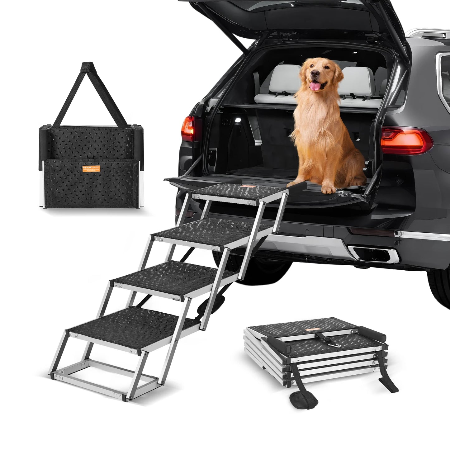 SucceBuy Dog Car Stair Folding Portable Pet Steps Lightweight