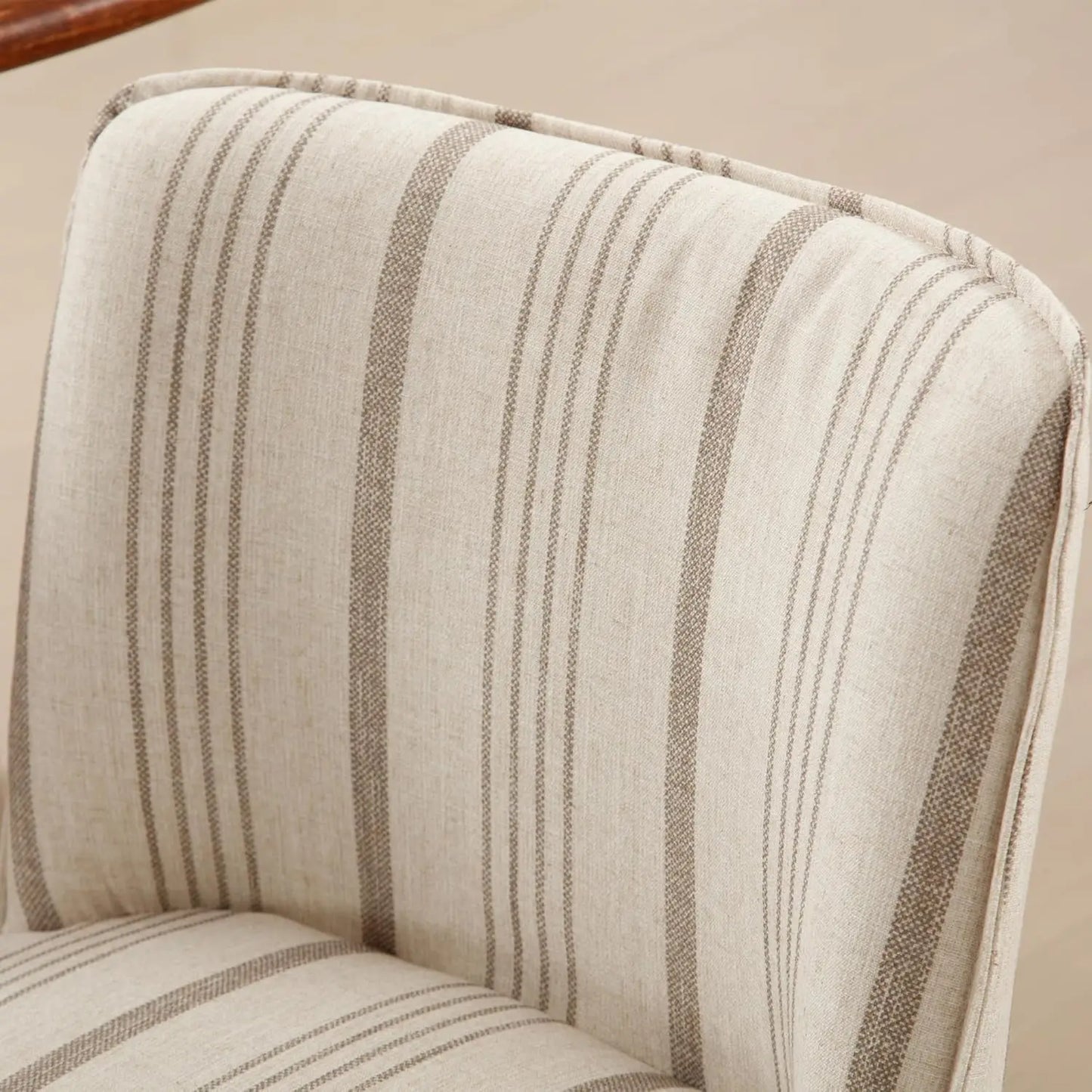 Farmhouse Dining Chairs Set Upholstered Linen Fabric Walnut Wood