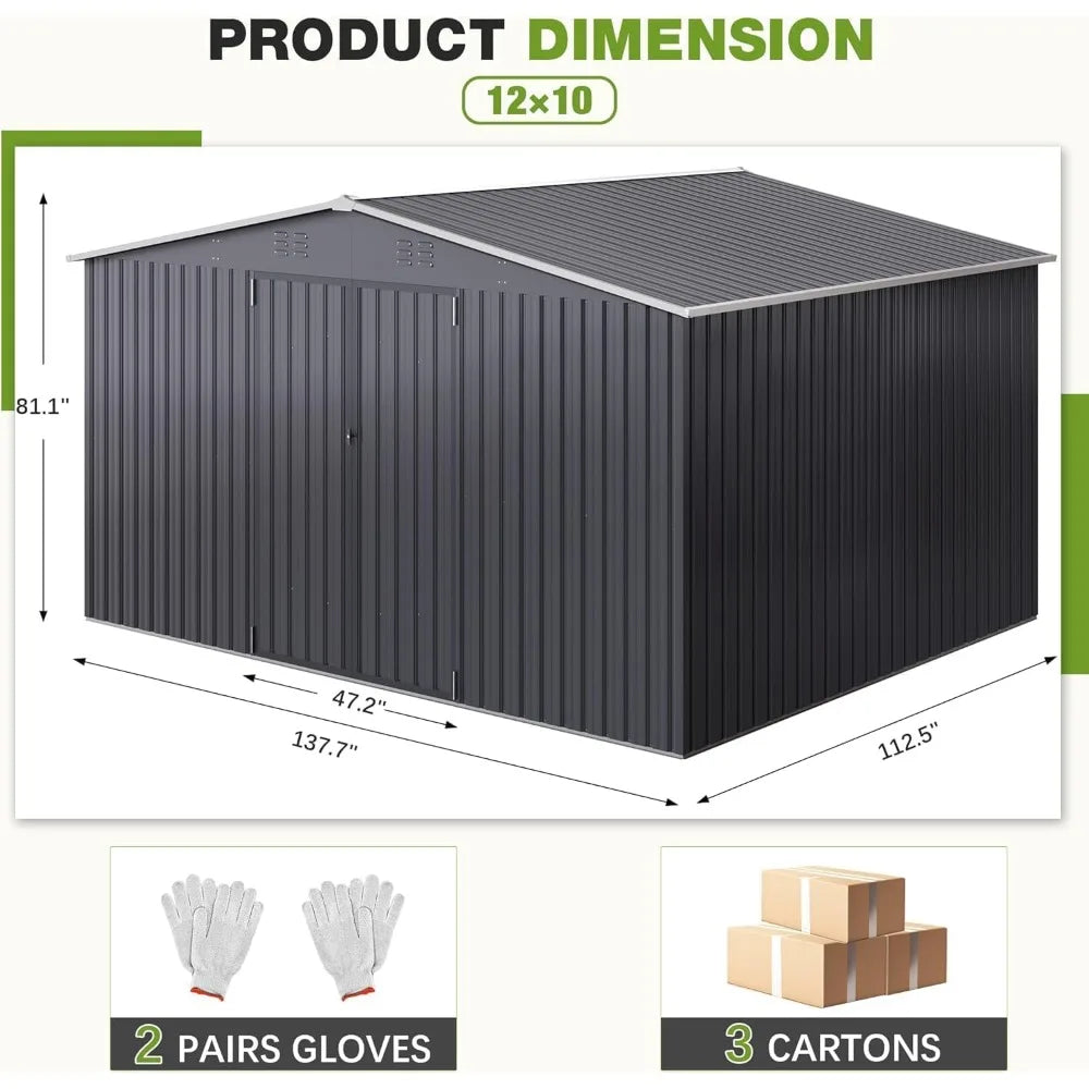Metal Outdoor Storage Shed With Reinforced Frame For Backyard Waterproof