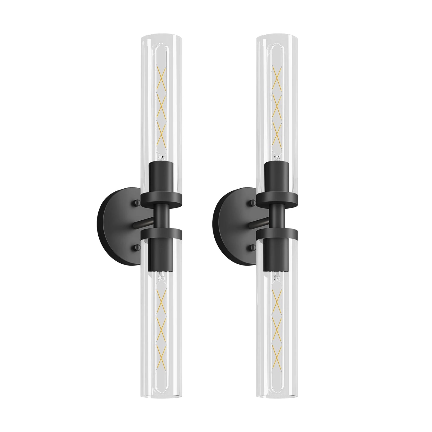 LONGREE Modern Hardwired Matte Black Gold Nickel Bathroom Sconces Set Of 2