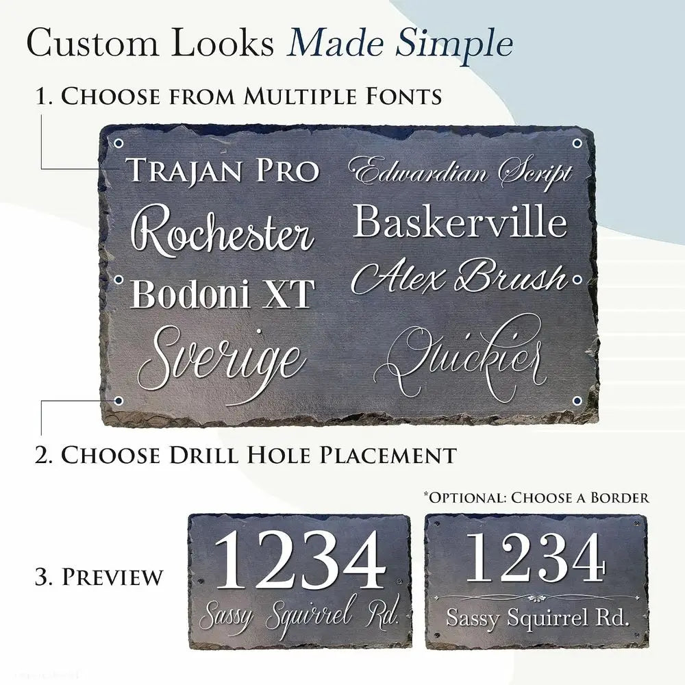 Squirrel Ink Customized Handcrafted House Number Sign