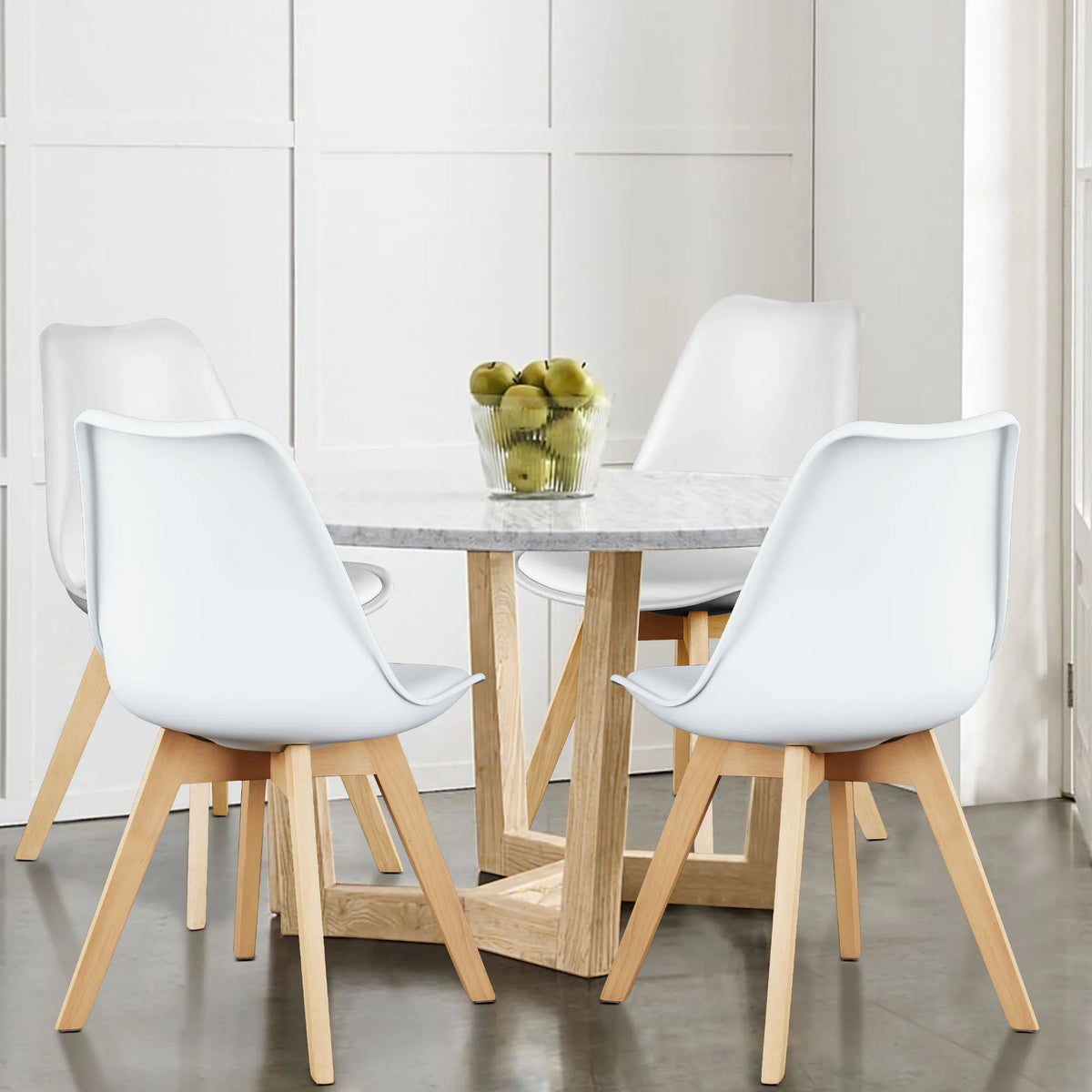 JHK PU Leather Dining Chairs With Wooden Legs And Cushions