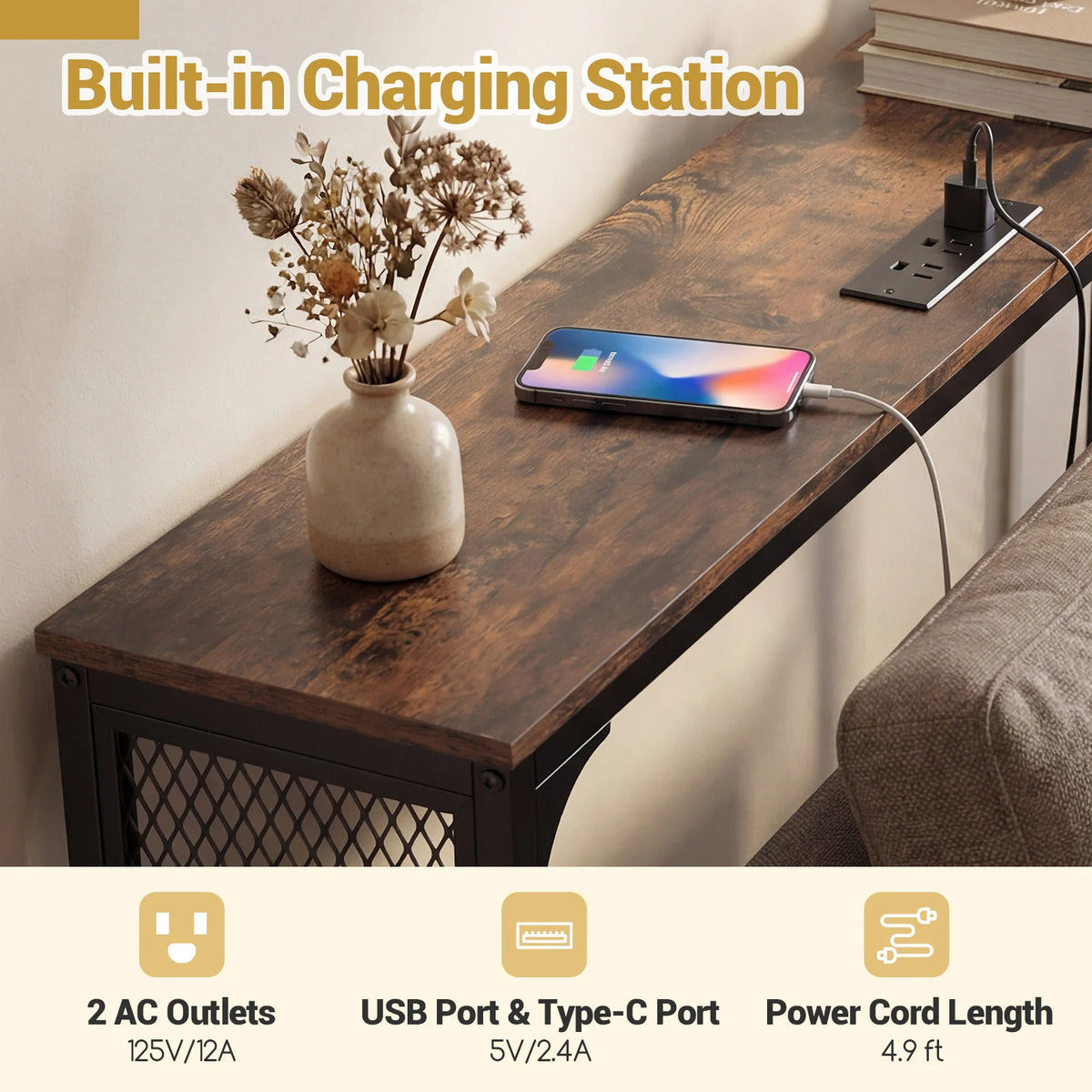 HOMASIS Console Table With Reversible Power Outlet for Hallway Foyer Living Room