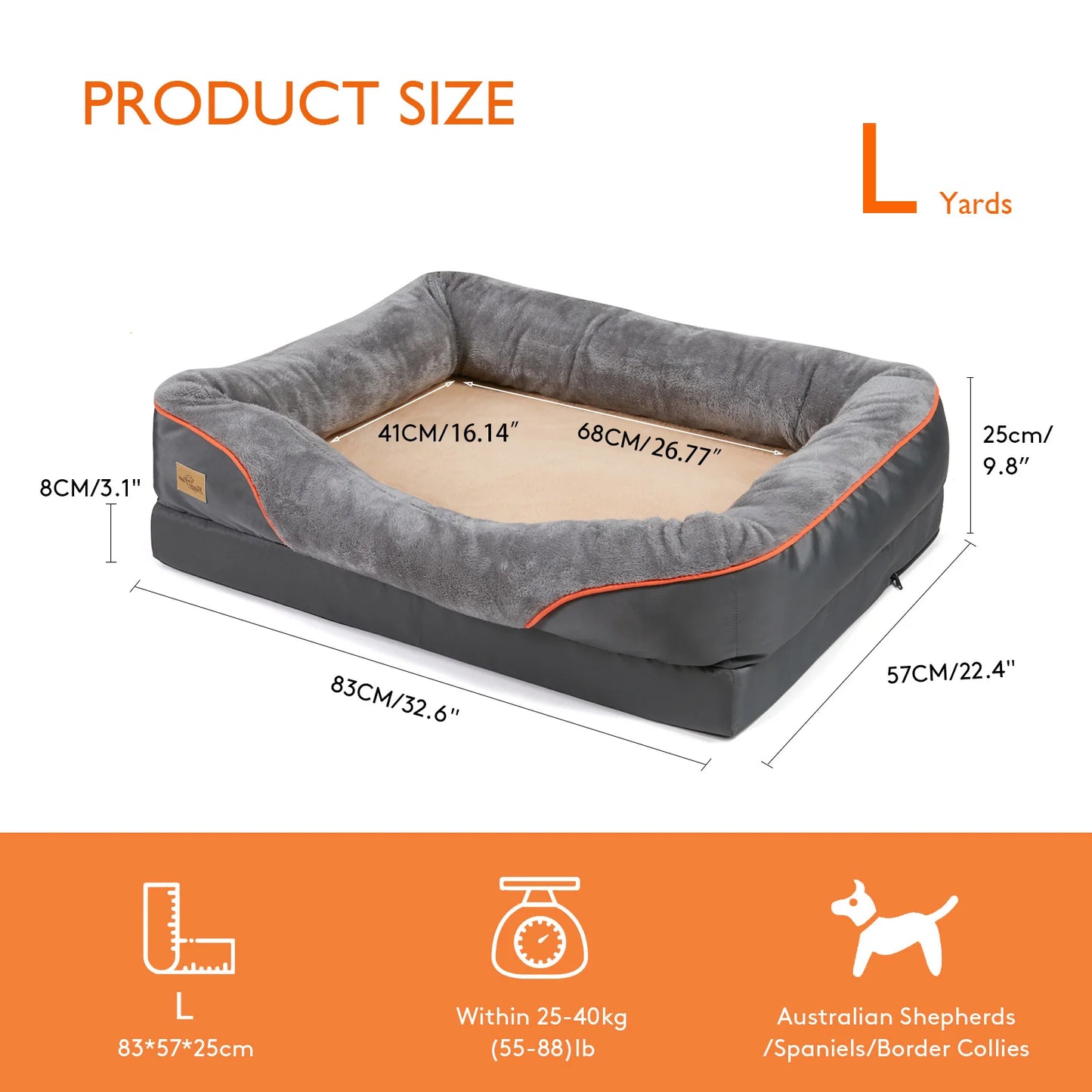 BINGOPAW Hypoallergenic Dog Bed With Removable Washable Cover Waterproof
