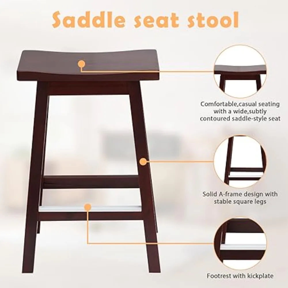 Solid Wood Counter Bar Stools Set Of 2 For Kitchen