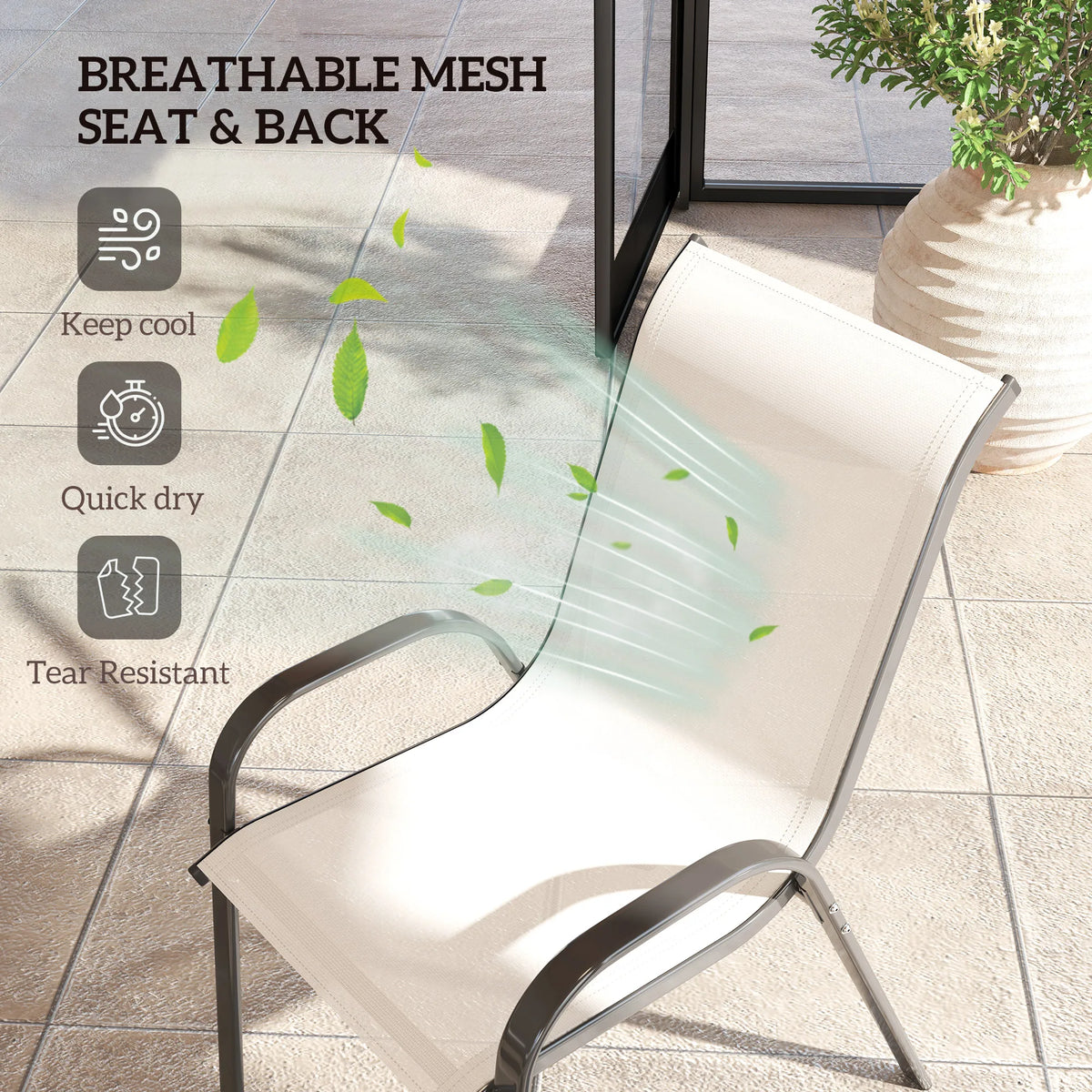Outsunny Stackable Patio Dining Chairs Set For Outdoor Garden Meals