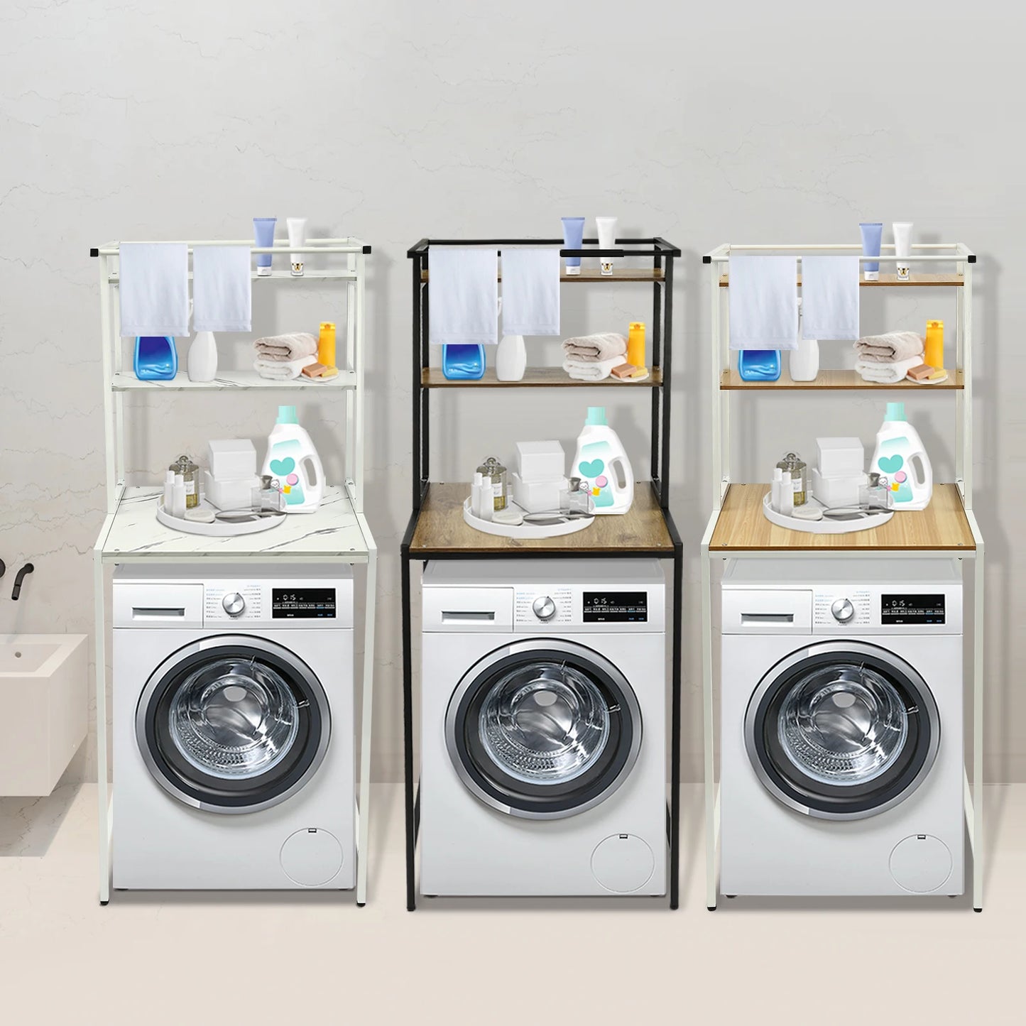 Bymaocar 3-Tier Washing Machine Shelving Laundry Room Organizer