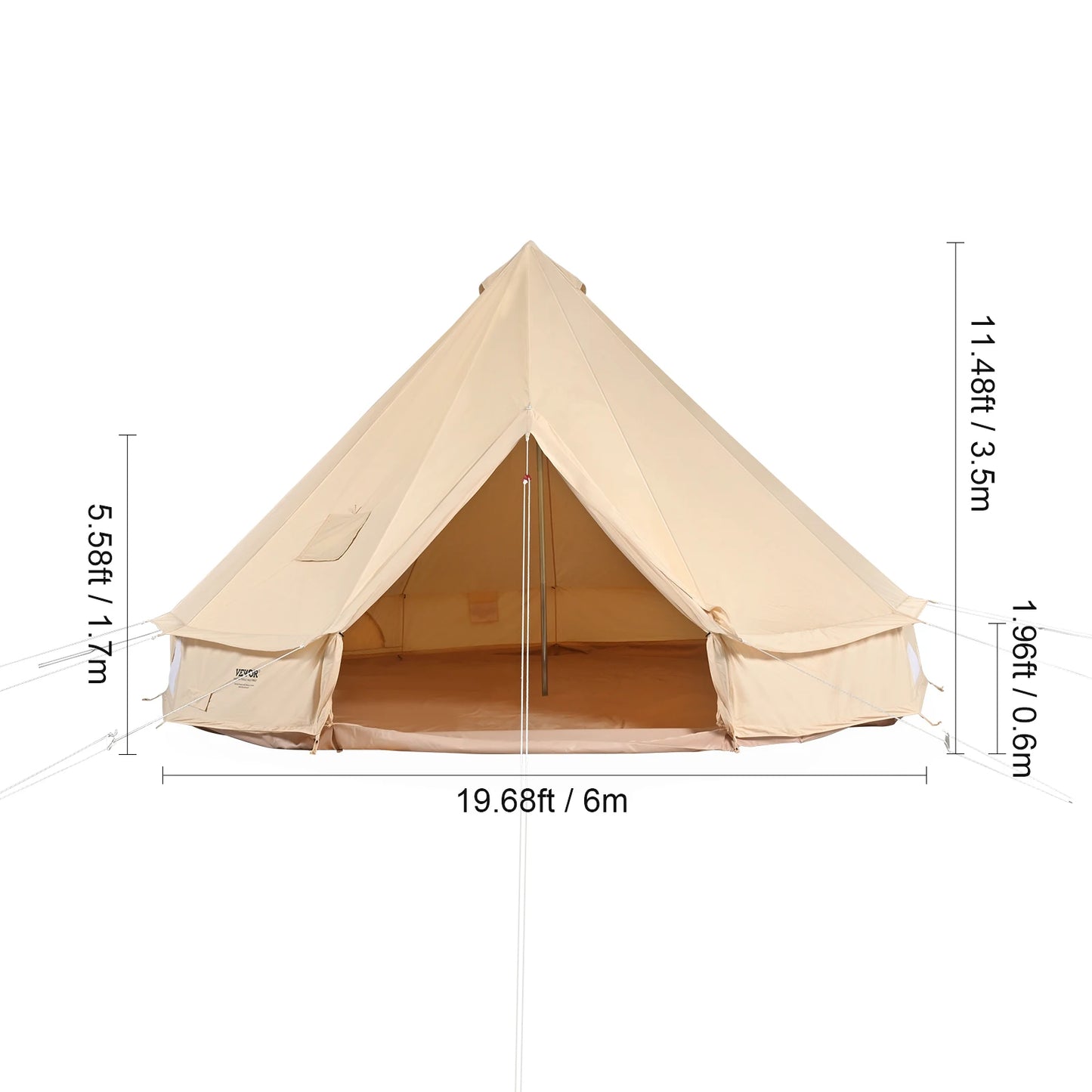 SucceBuy Canvas Bell Tent For Camping With Chimney Vent