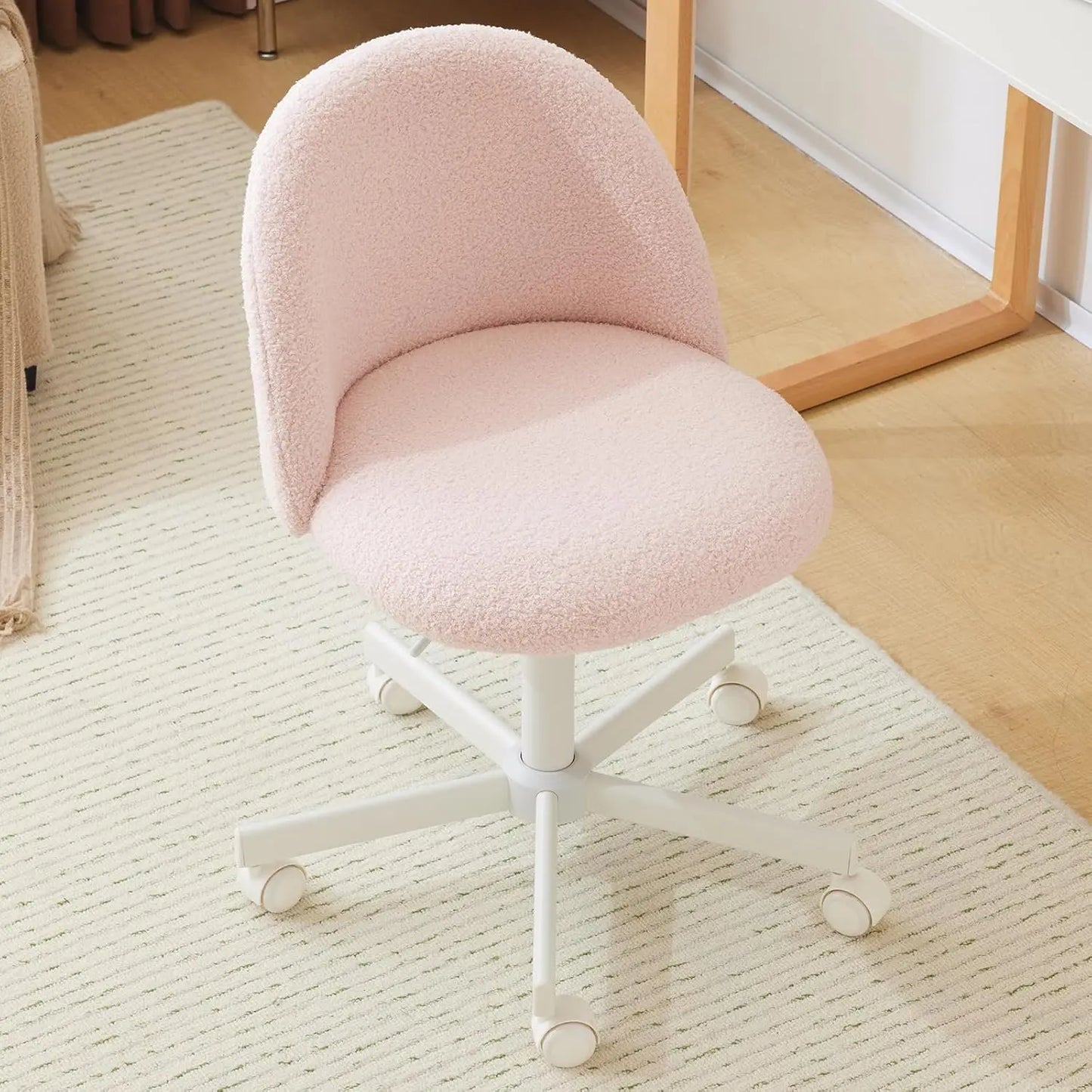 Velvet Vanity Chair With Back And Silent Wheels For Office