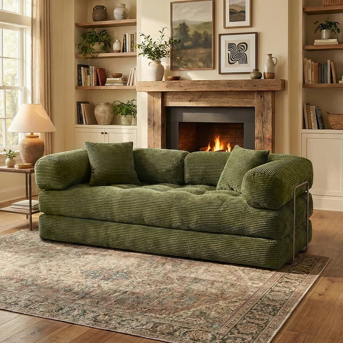 YQzyphyna Futon Sofa Bed 4 In 1 Convertible Corduroy Loveseat