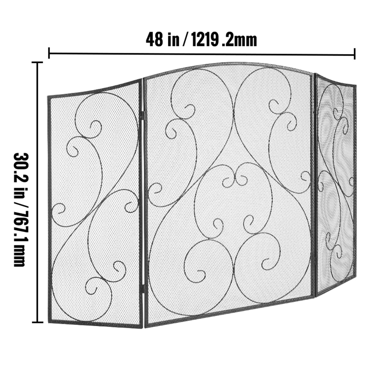 Iron Fireplace Screen With Door And Spark Guard Cover
