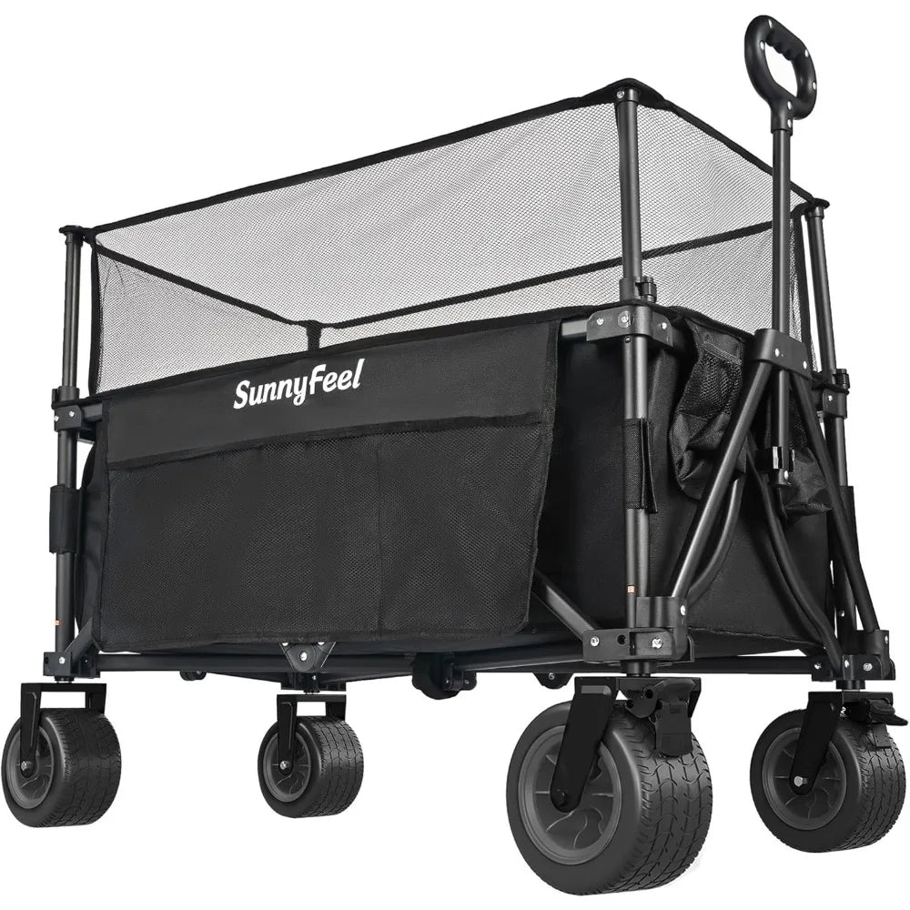NBVCX Folding Wagon 300L Capacity All Terrain Wheels Adjustable Handle