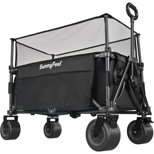 NBVCX Folding Wagon 300L Capacity All Terrain Wheels Adjustable Handle