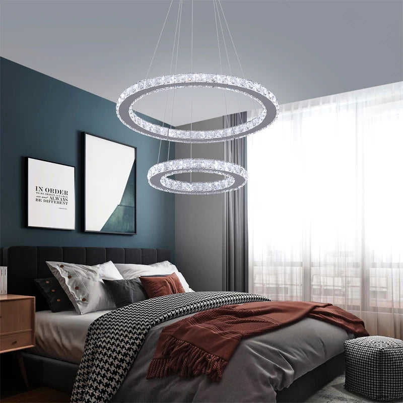Vetulus Modern Led Crystal Chandelier Triangle Chrome Ceiling Light