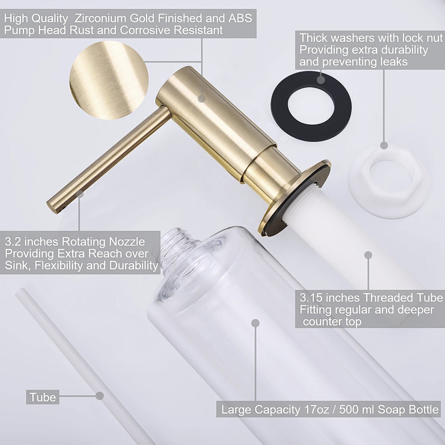Samodra Brass Pump Liquid Soap Dispenser With PE Bottle